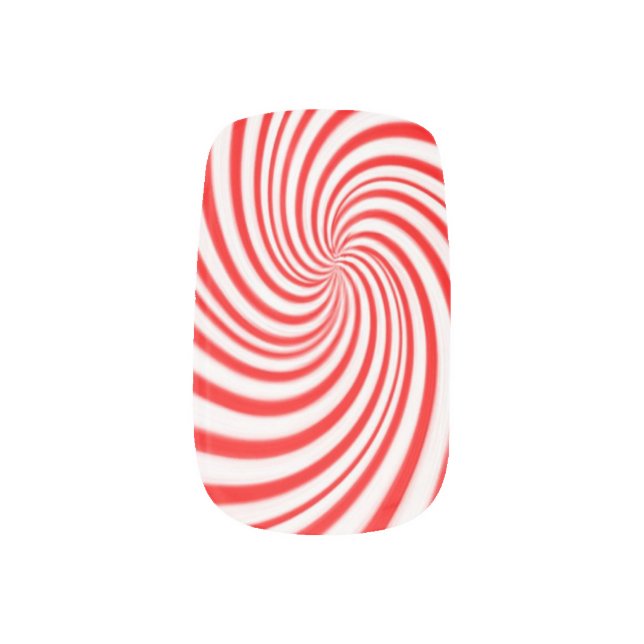 Candy Cane Swirl Minx Nail Art (Left Thumb)