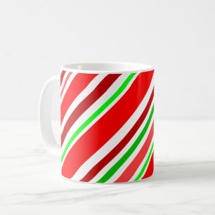 Candy Cane Swirl Red Green White Stripes Festive Coffee Mug