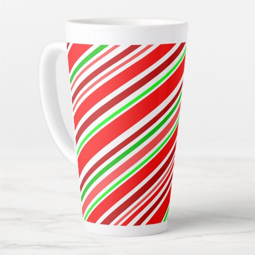 Candy Cane Swirl Red White Green Stripe Pattern Latte Mug
