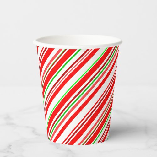 Candy Cane Swirl Stripes Christmas Red White Green Paper Cups