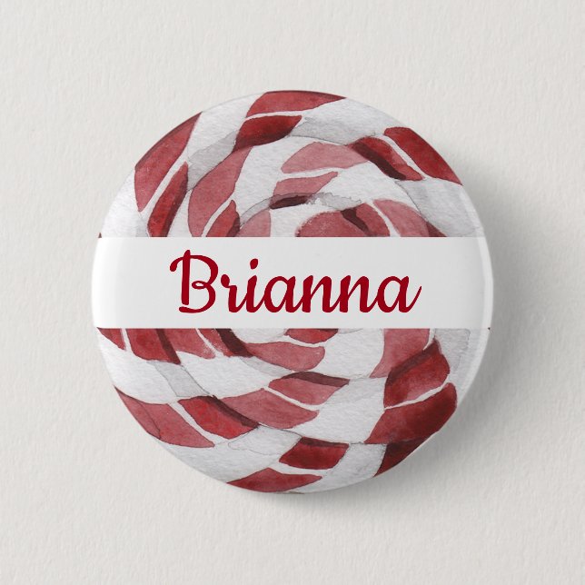 Candy Cane Swirl with Name Button (Front)