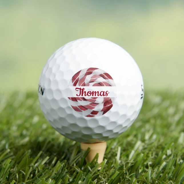 Candy Cane Swirl with Name    Golf Balls (Insitu Tee)