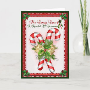 Candy Cane Symbol Of Christmas Greeting Holiday Card