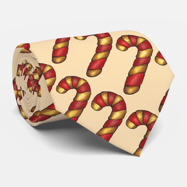 Candy Cane Twist Cookies Christmas Holiday Tie (Rolled)