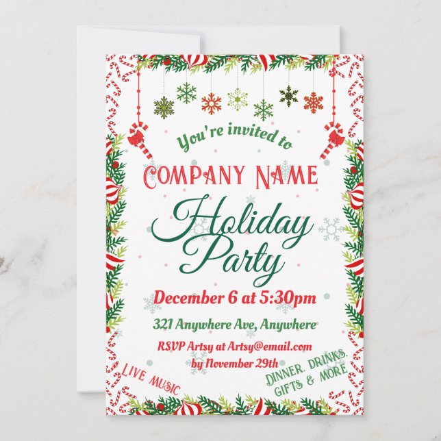 Candy Cane Twist  Invitation (Front)