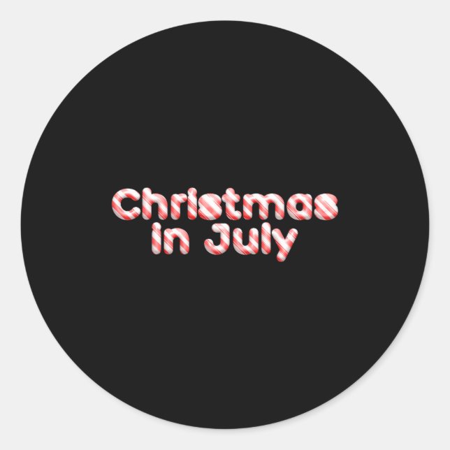 Candy Cane Tygraphy Christmas In July T Shirt  Classic Round Sticker (Front)
