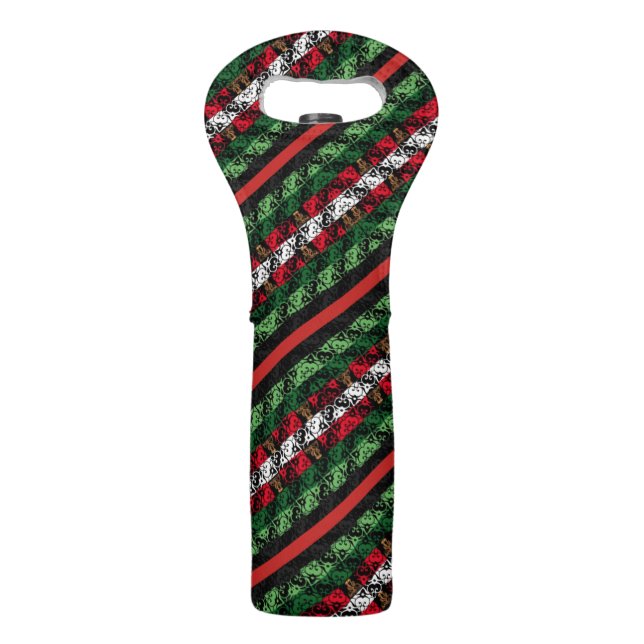 Candy Cane Ugly Sweater Cider / Wine Bottle Holder Bag (Front)