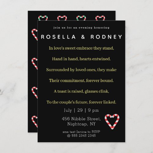 Candy Cane Valentine Engagement Party Invitation
