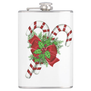 Candy Cane Vinyl Wrapped Flask