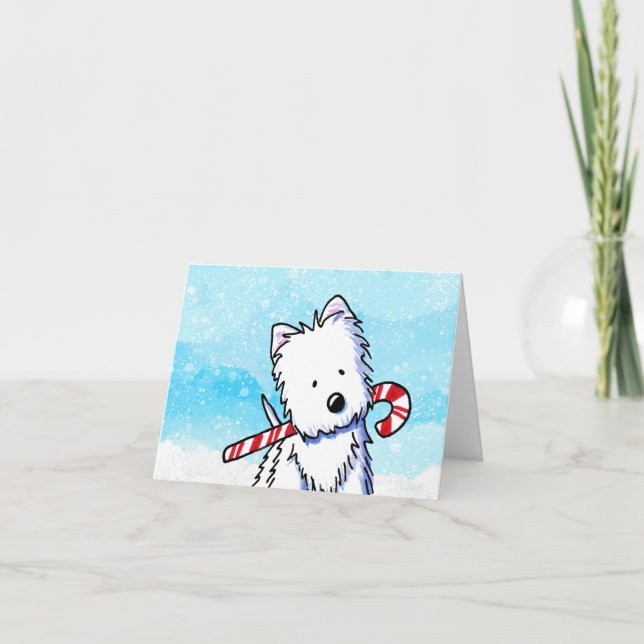 Candy Cane Westie Christmas Card (Front)
