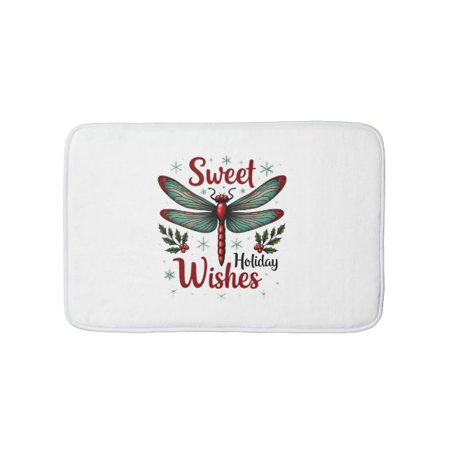 Candy Cane Wings Dragonfly Bath Mat (Front)
