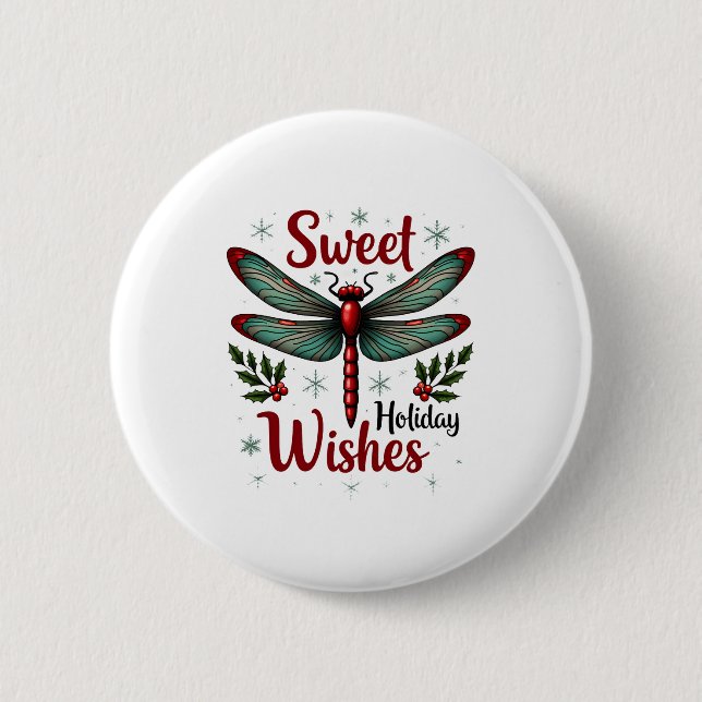 Candy Cane Wings Dragonfly Button (Front)