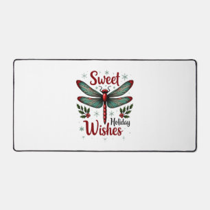 Candy Cane Wings Dragonfly Desk Mat