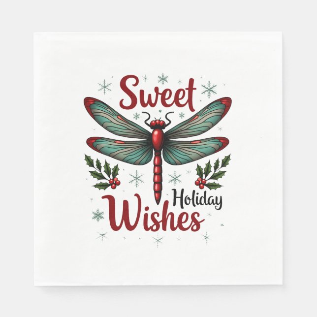 Candy Cane Wings Dragonfly Napkins (Front)