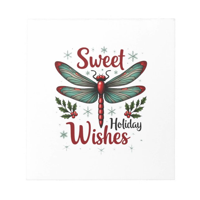 Candy Cane Wings Dragonfly Notepad (Front)