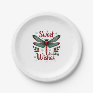 Candy Cane Wings Dragonfly Paper Plates