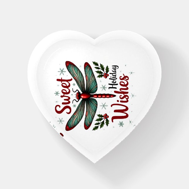 Candy Cane Wings Dragonfly Paperweight (Front)