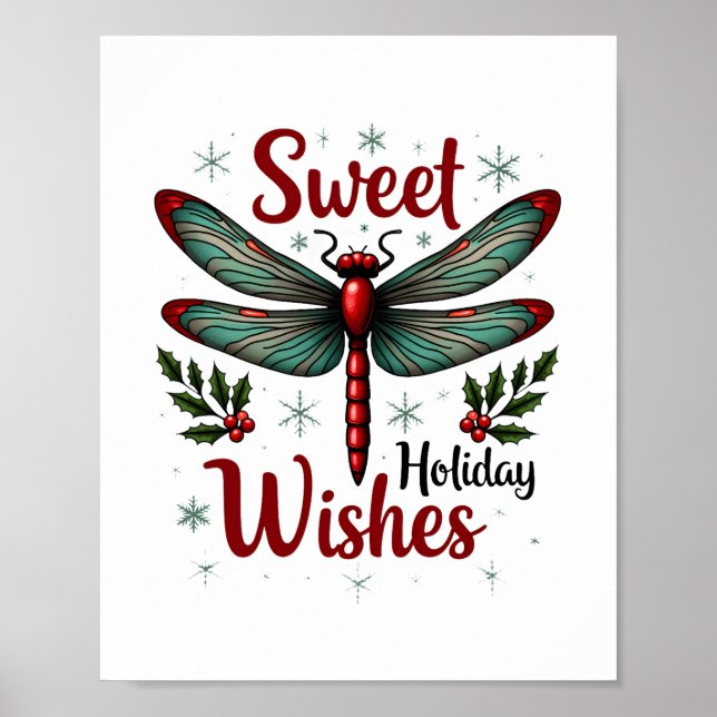 Candy Cane Wings Dragonfly Poster (Front)