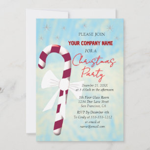 Candy Cane Winter Christmas Holiday Party Invitation