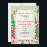 Candy Cane Winter Peppermint Forest Christmas  Invitation<br><div class="desc">Customize for your event</div>