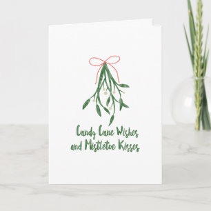 Candy cane wishes and mistletoe kisses holiday card