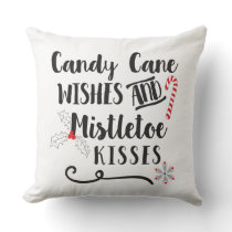 candy cane wishes and mistletoe kisses throw pillow