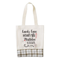 candy cane wishes and mistletoe kisses zazzle HEART tote bag