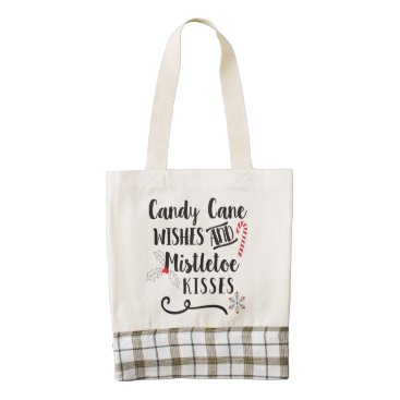 candy cane wishes and mistletoe kisses zazzle HEART tote bag
