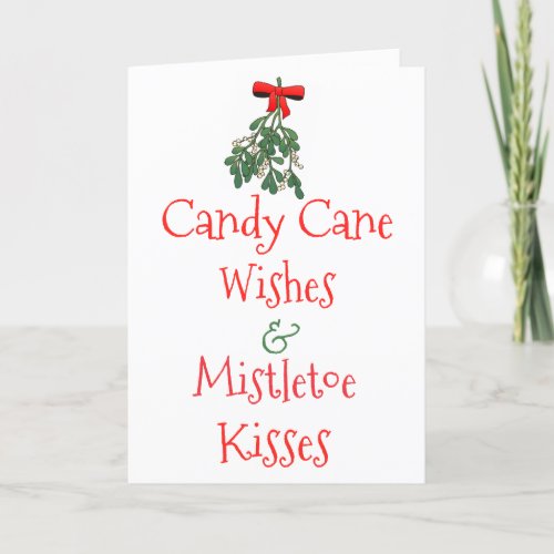 Candy Cane Wishes  Mistletoe Kisses Christmas Holiday Card