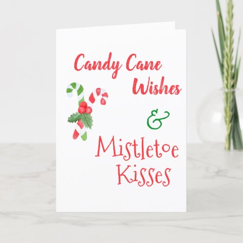 Candy Cane Wishes  Mistletoe Kisses Christmas Holiday Card