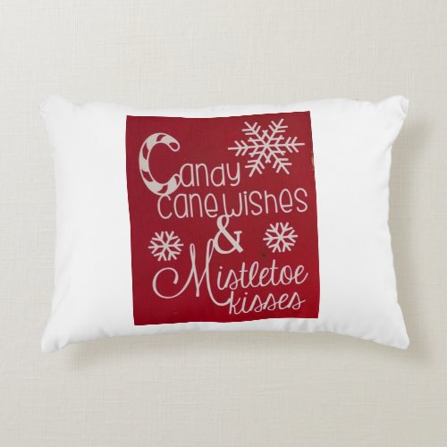 CANDY CANE WISHES  MISTLETOE KISSES CUTE ACCENT PILLOW