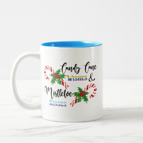 Candy Cane Wishes The G in LGBTQ Pride Winter  Two_Tone Coffee Mug