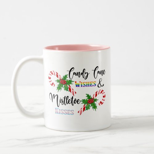 Candy Cane Wishes The T in LGBTQ Pride Winter  Two_Tone Coffee Mug