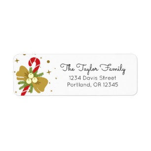 Candy cane with bow Return Address Label