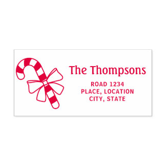 Candy Cane With Custom Name And Address Self-inking Stamp