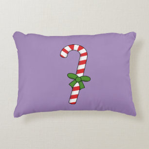 Candy Cane with Green Ribbon Accent Pillow