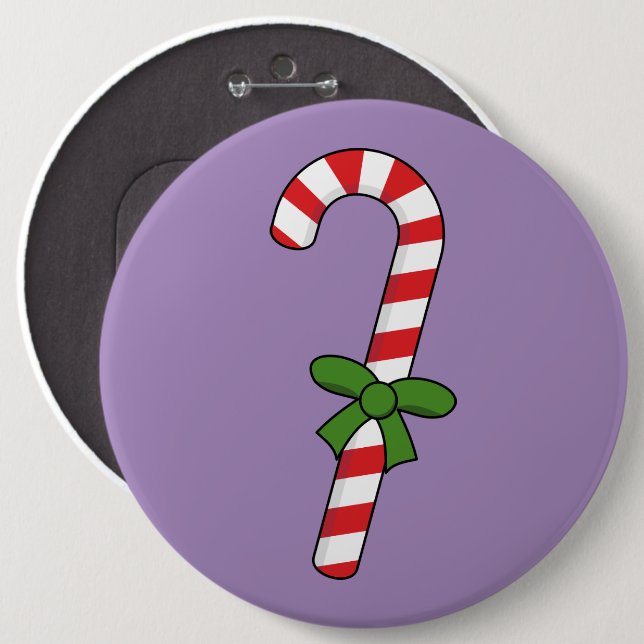 Candy Cane with Green Ribbon Button (Front & Back)