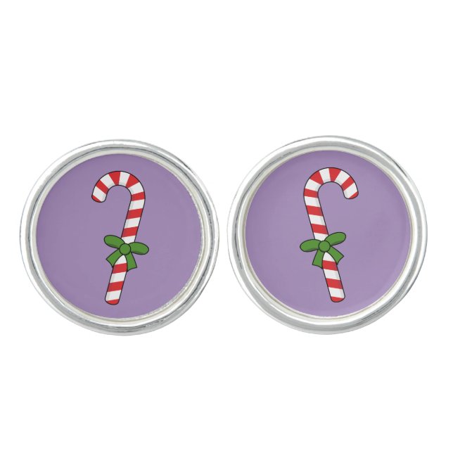 Candy Cane with Green Ribbon Cufflinks (Front)