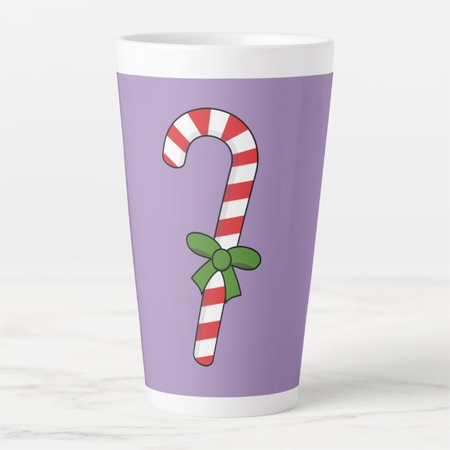 Candy Cane with Green Ribbon Latte Mug (Front)