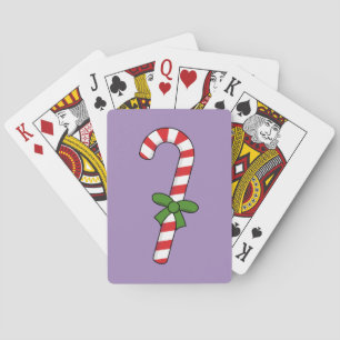 Candy Cane with Green Ribbon Poker Cards