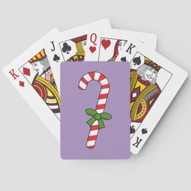 Candy Cane with Green Ribbon Poker Cards (Back)