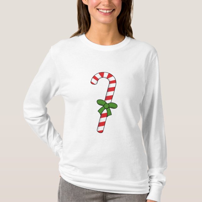 Candy Cane with Green Ribbon T-Shirt (Front)