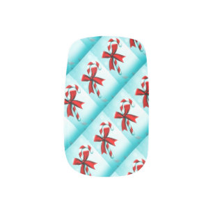 Candy Cane With Red Bow Minx Nail Art