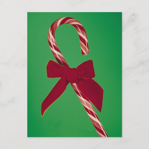 Candy cane with ribbon postcard