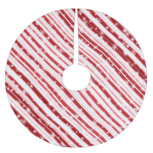 Candy cane with Stars and Snowflakes Brushed Polyester Tree Skirt