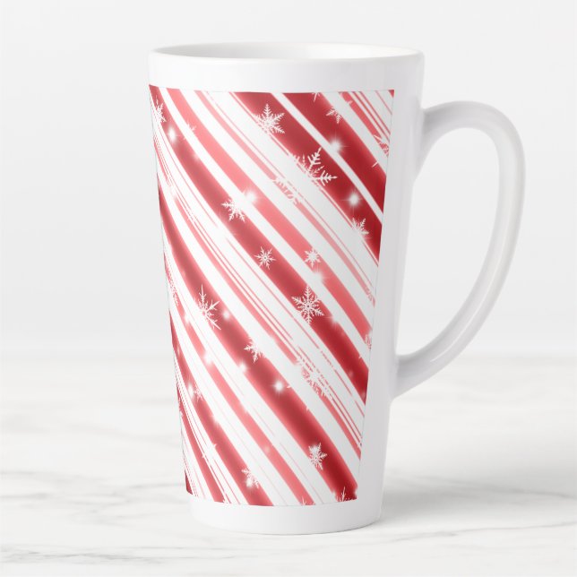 Candy cane with Stars and Snowflakes Latte Mug (Right)