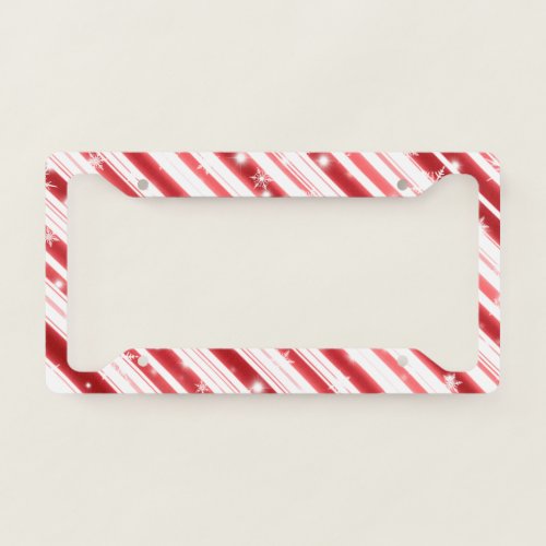 Candy cane with Stars and Snowflakes License Plate Frame