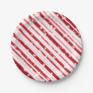 Candy cane with Stars and Snowflakes Paper Plates