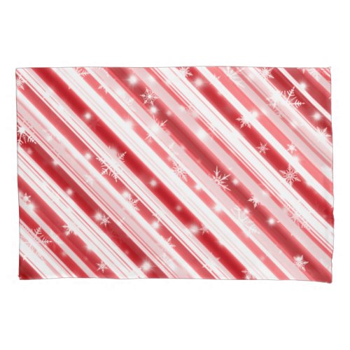 Candy cane with Stars and Snowflakes Pillow Case