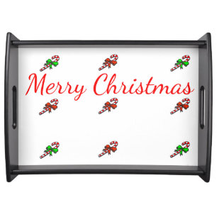 Candy Cane Wood Serving Tray